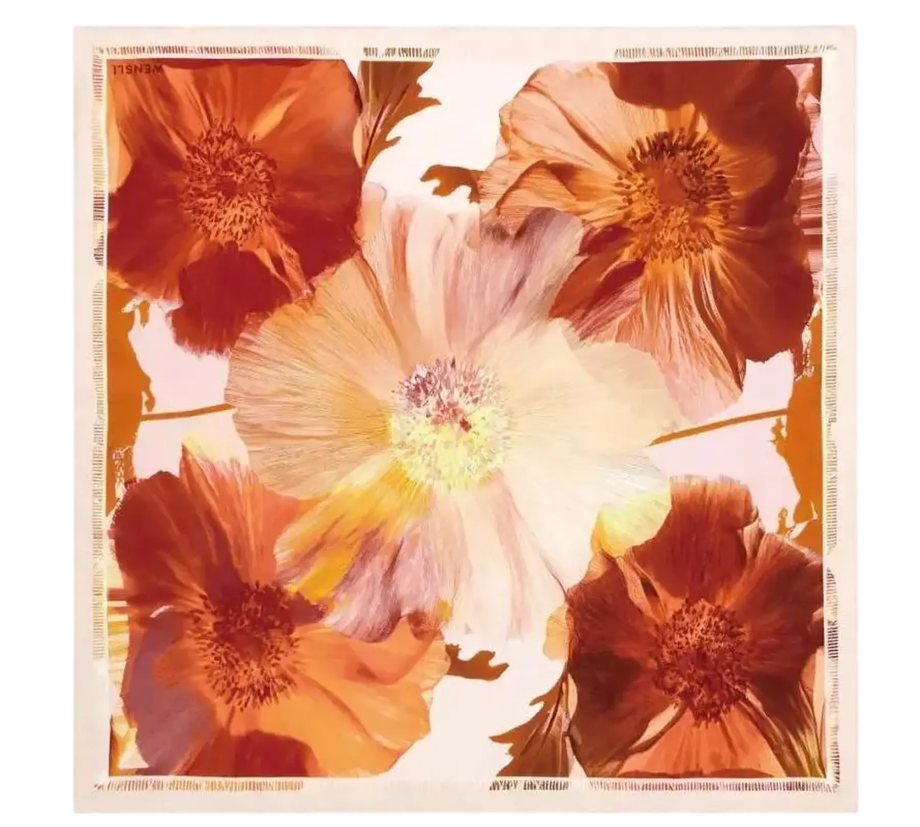 Les Camélias — Chestnut silk scarf