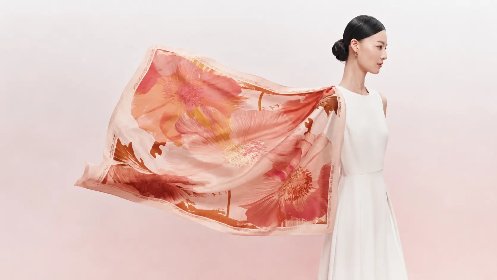 Model wearing Les Camélias — Pink