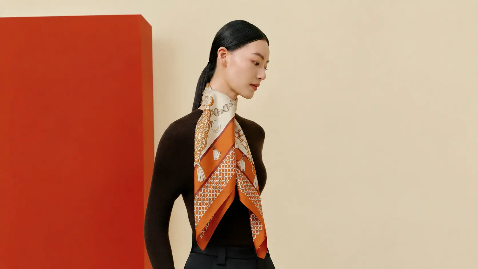 Model wearing Les Trésors — Orange