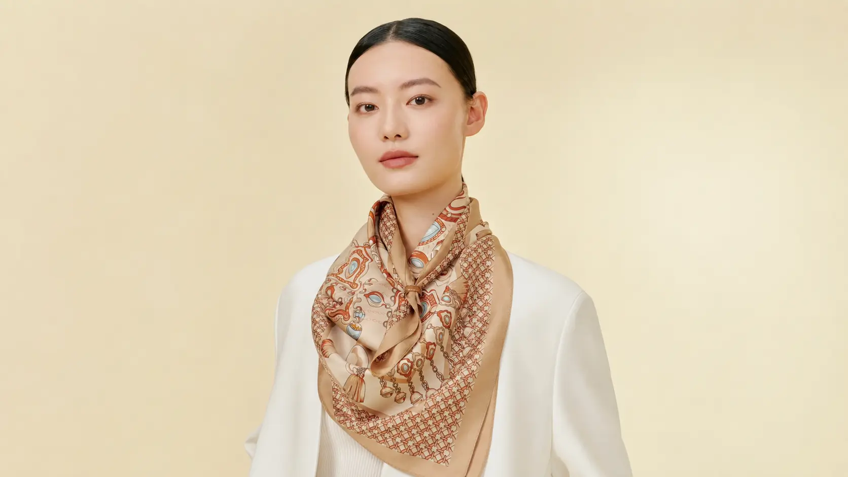 Model wearing Les Trésors — Sable