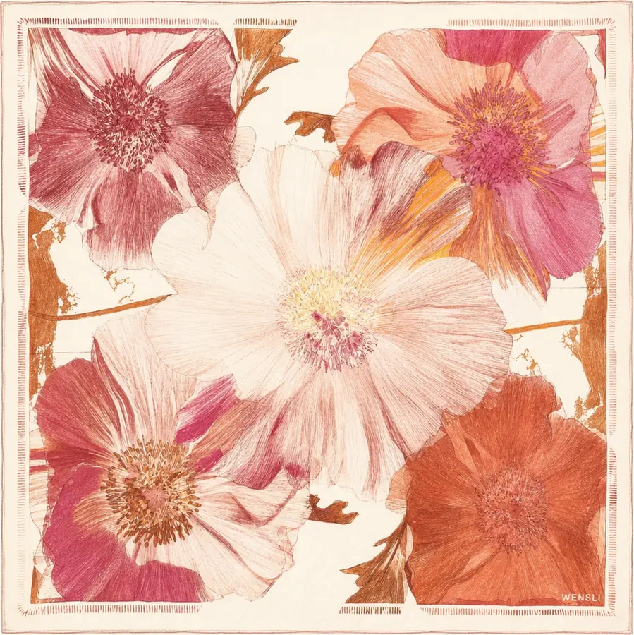 Les Camélias silk scarf
