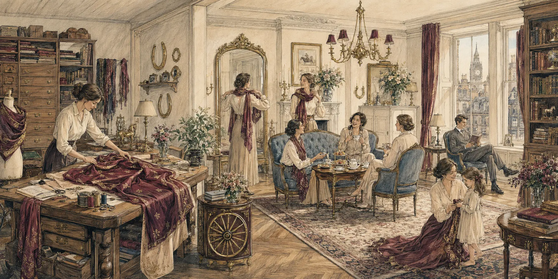 An illustrated YAZÈ World of silk, craftsmanship, friendship and beautiful everyday moments